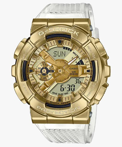 Casio G-Shock Analog Digital Transparent Belt Men's Watch For Man GA-110SG-9AER Golden Color Dial Day And Date Gift Watch