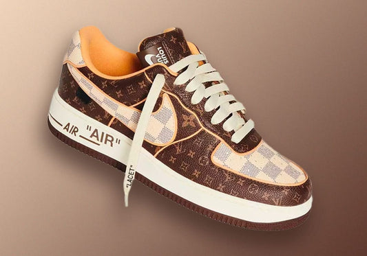 Nike Louis Vuitton LV x Nike Men's 7.5 Virgil Abloh Damier Azur Monogram Air Force 1-LU2409215694852