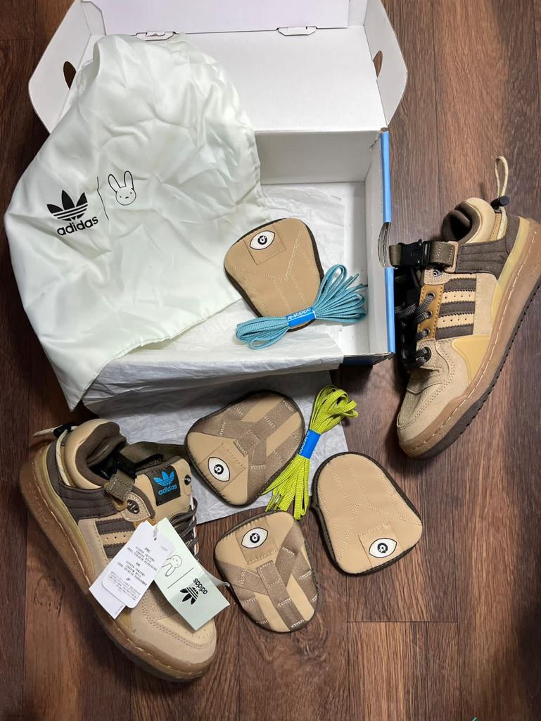 BAD BUNNY FORUM -Adidas Bad Bunny Forum PWR Sand Acid Orange Halo Gold Shoes GZ2009 FOR BOYS ( Included All The Accessories )