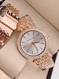 White Dial Women's Watch for Girl or Woman MK060 Rose Gold Strap Best Gift Watch