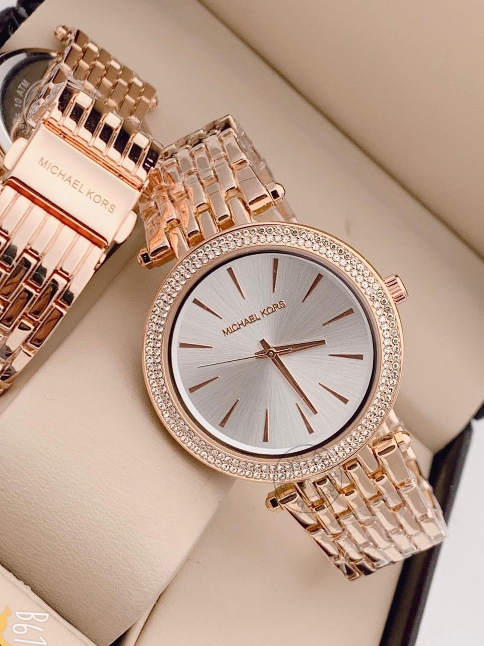 MK Darci Rose Gold Diamond Case Women's Watch For Girl Or Woman White Dial Mk3193