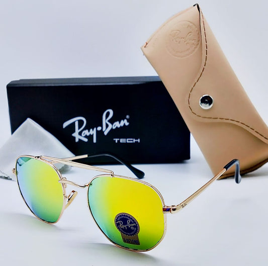 Brand New stylish Men's Sunglass Heavy Quality Green Color Glass With Golden and black Frame RB-1114