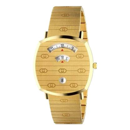 GC Grip 38mm Stainless Steel GG Full Gold Color Strap And Gold Case & Dial Engraved Watch Man Women Watch-Best Gift Watch