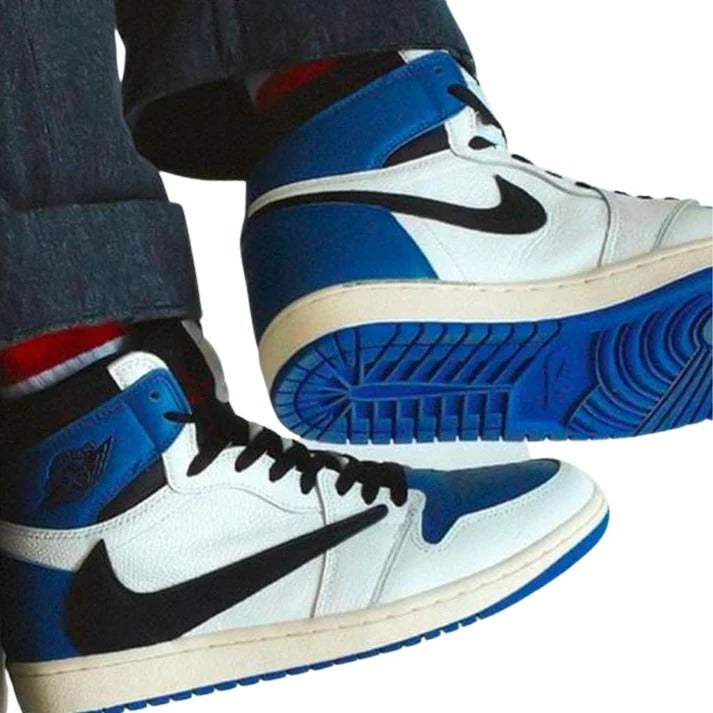 Fragment Design x Travis Scott x Air Jordan 1 Retro High OG SP Sail Black Military Blue DH3227-105