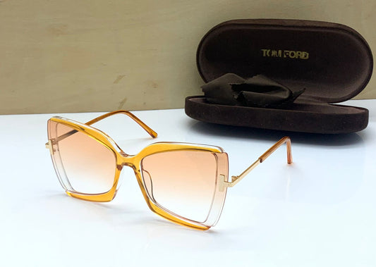 Latest Design Transparent Orange Color Sunglasses TF-821 For Men's Women's or Girl With Gold and Orange Frame Sunglass