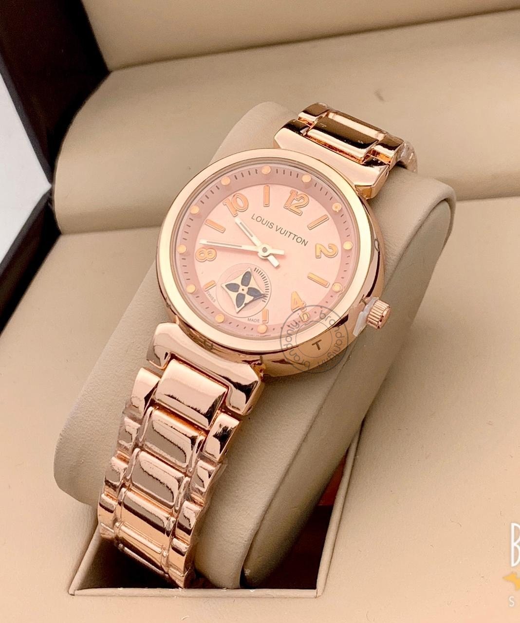 Rose Gold Strap New Stylish Branded Women's Watch For Women And Girls Rose Gold Color Dial LV-GOLDEN LV-GLD-WHT