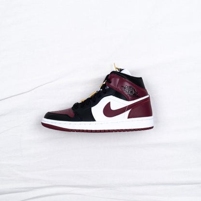 Nike Air Jordan 1 Mid SE Gold Pendants Black Shoes For Mens And Boys Dark Beetroot CZ4385-016