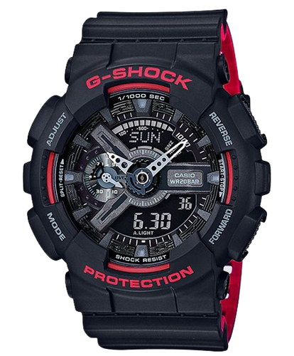 Casio G-shock Analog Digital Resin Black Red Strap GA110HR-1ACR Multi Color Dial Day Date Gift Watch Gshock