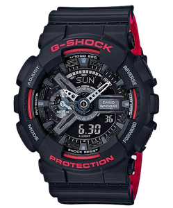 Casio G-shock Analog Digital Resin Black Red Strap GA110HR-1ACR Multi Color Dial Day Date Gift Watch Gshock