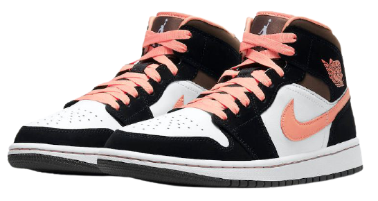 Nike Air Jordan 1 Mid Peach Mocha Shoes For Man White Black Pink Shoes DH0210-100