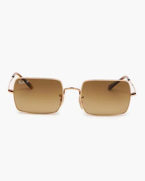 Rectangular Frame Sunglass With Brown Len's Sunglass For Men's Women's Or Girls Brown Glass And Gold Frame Sunglasses RB-8921 Unisex Sunglass