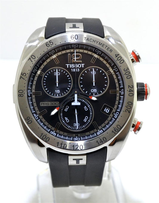 Tissot 1853 Chronograph Dated Watch With Black SIlion Stainless Steel Case Mens Watch Black Date Display Watch For Men's- Formal Look Watch TS-7076