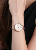 Rose Gold Metal Diamond Strap Watch For Women's ES3546 Design White Dial For Girl or Woman Best Gift Date Watch