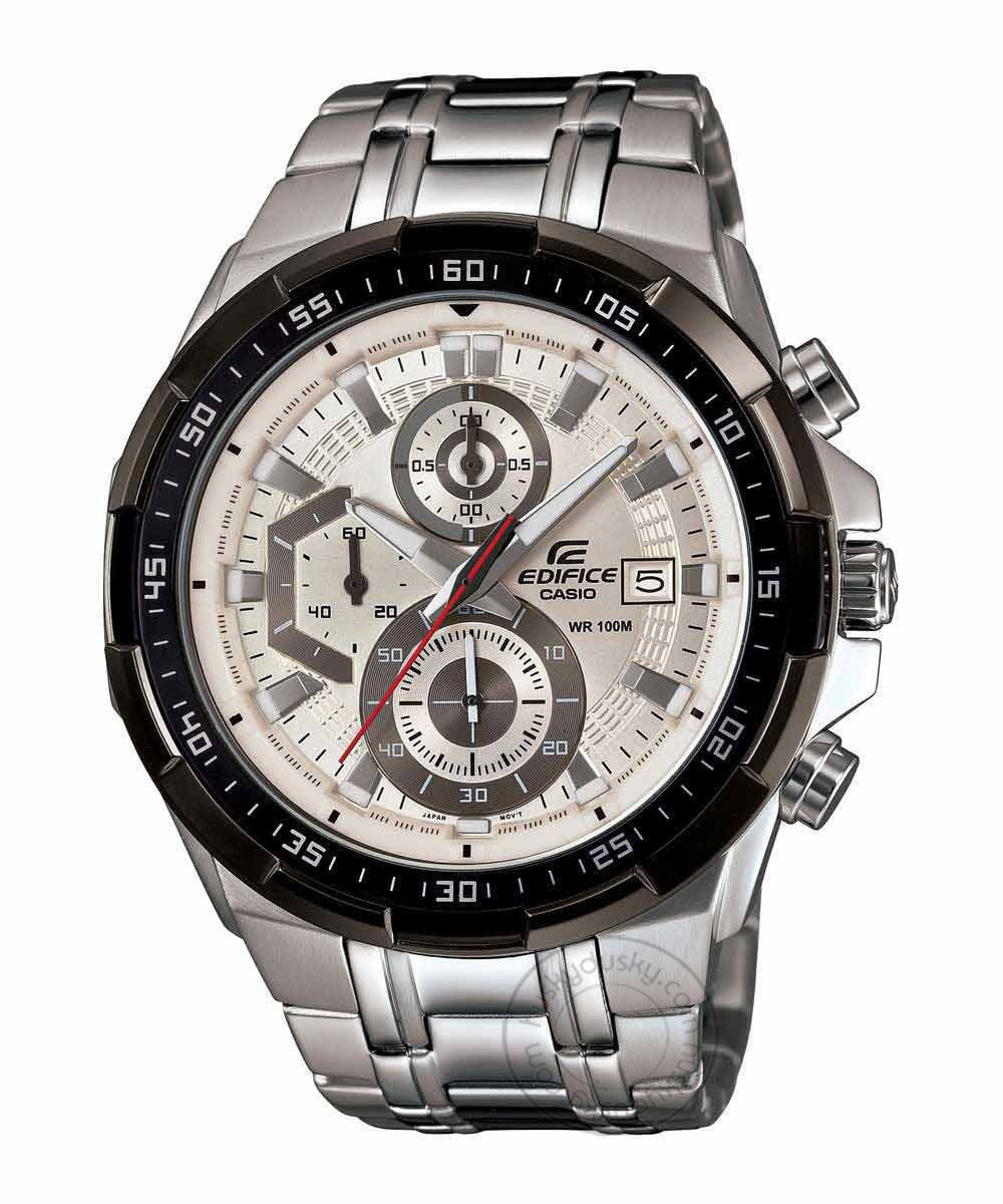 Chronograph Black Dial Silver Strap Men's Watch EFR 539D 7AVUDF