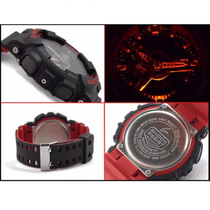 Casio G-Shock Analog Digital Resin Black Red Strap Ga110Hr-1Acr Multi Color Dial Day Date Gift Watch Shock