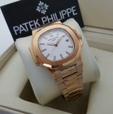 Patek Philippe Nautilus Mad Watch Qurtz Movement Rose Gold White Dated Watch For Men's-Best Men's Collection PK-5711R-001