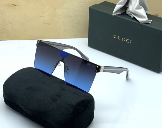 Branded Blue Color Shade Glass Men's Women's Sunglass for Man Woman or Girl GU-309 Black Stick Gift Sunglass