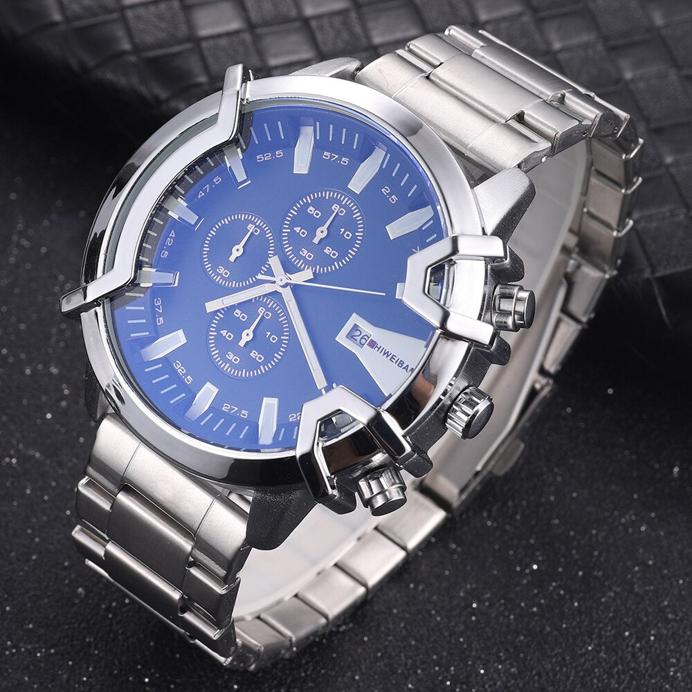 Diesel Chronograph Men's Watch Blue Dial Silver Strap Stainless Steel Watch For Men DZ-165