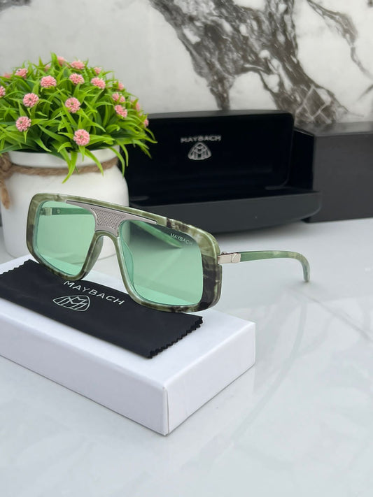 Stylish Green Frame Green Lens Sunglasses For men's New Trending Stylish With Thin Stripe MB-0014