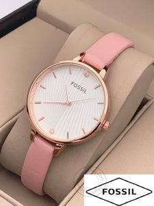 Pink Leather Watch For Women's ES888 White Design Dial For Girl or Woman Best Gift Watch