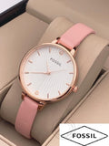 Pink Leather Watch For Women's ES888 White Design Dial For Girl or Woman Best Gift Watch