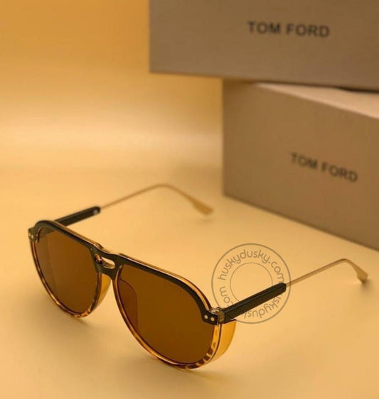 Branded Transparent Brown Glass Men's Sunglass For Man TF-197 Gold Stick Frame Gift Sunglass