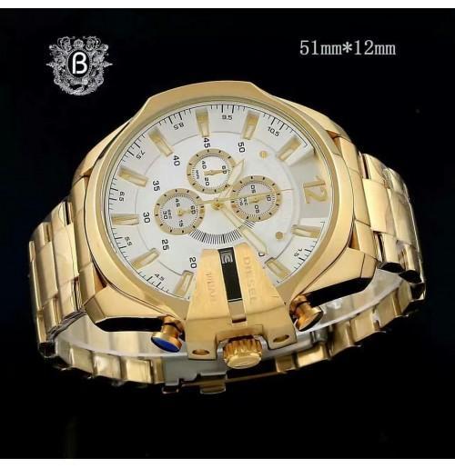 Diesel Mega Chief Chronograph Full Gold White Dial Men's Watch For Man DZ-4342 Gift