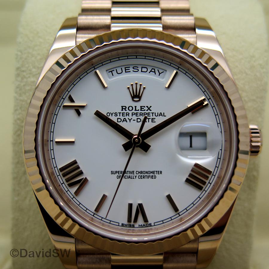 Rolex Oyster Perpetual Day-Date White Dial Automatic Watch For Man RLX-OYS-RGW-(OG-BOX)