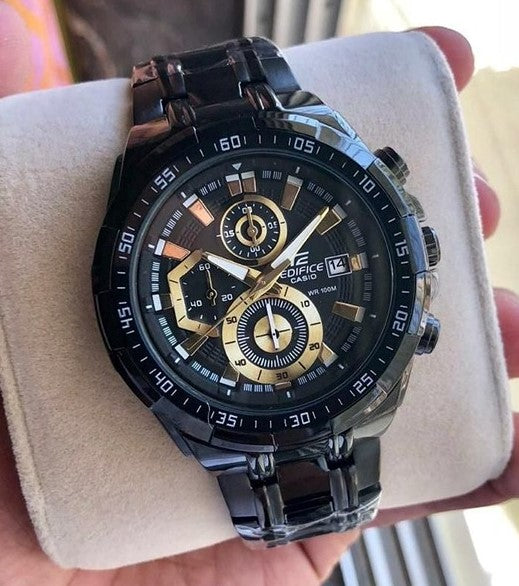 Chronograph With Black Stainless steel Strap Men's Watch Black Gold 539BK