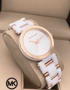 White Dial Women's Watch For Girl or Woman MK030 Two-Tone Strap Best Gift Watch