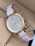 Analog Two-Tone Women's Watch or Girl CK-White White Dial Gift Watch