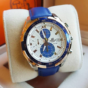 Chronograph Blue White Men's Leather Watch 539L-7CV