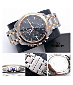 Tissot Chronograph Dual Tone Men's Watch for Man TS 321SG GB Silver Rose Gold Black Dial 1853 Gift