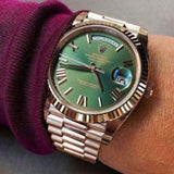 Rolex Watch Oyster Perpetual Day-Date Green Dial Metal Men's Automatic Watch for Man RLX-Oyster