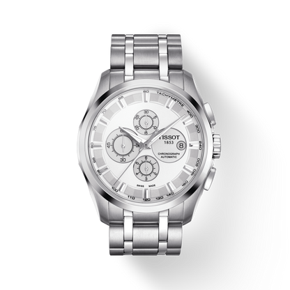 Tissot Chronograph Mens Watch Silver White Metal Formal Casual Watch for Man TS-SS01