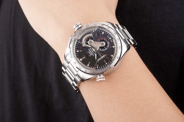 Tagheuer GRAND CARRERA Black Chronograph and Stainless Steel Strap Dated Watch For Men's -TAG-TH-1117_Men's Wristwatch