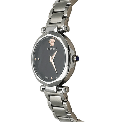 Silver Color Steel Strap New Stylish Branded Women's Watch For Women And Girls Black Dial Ver-911