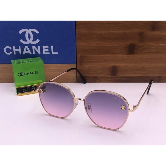 Branded Purple Color Glass Men's Women's Sunglass For Man Woman or Girl CHA-161 Gold Design Stick Gift Sunglass