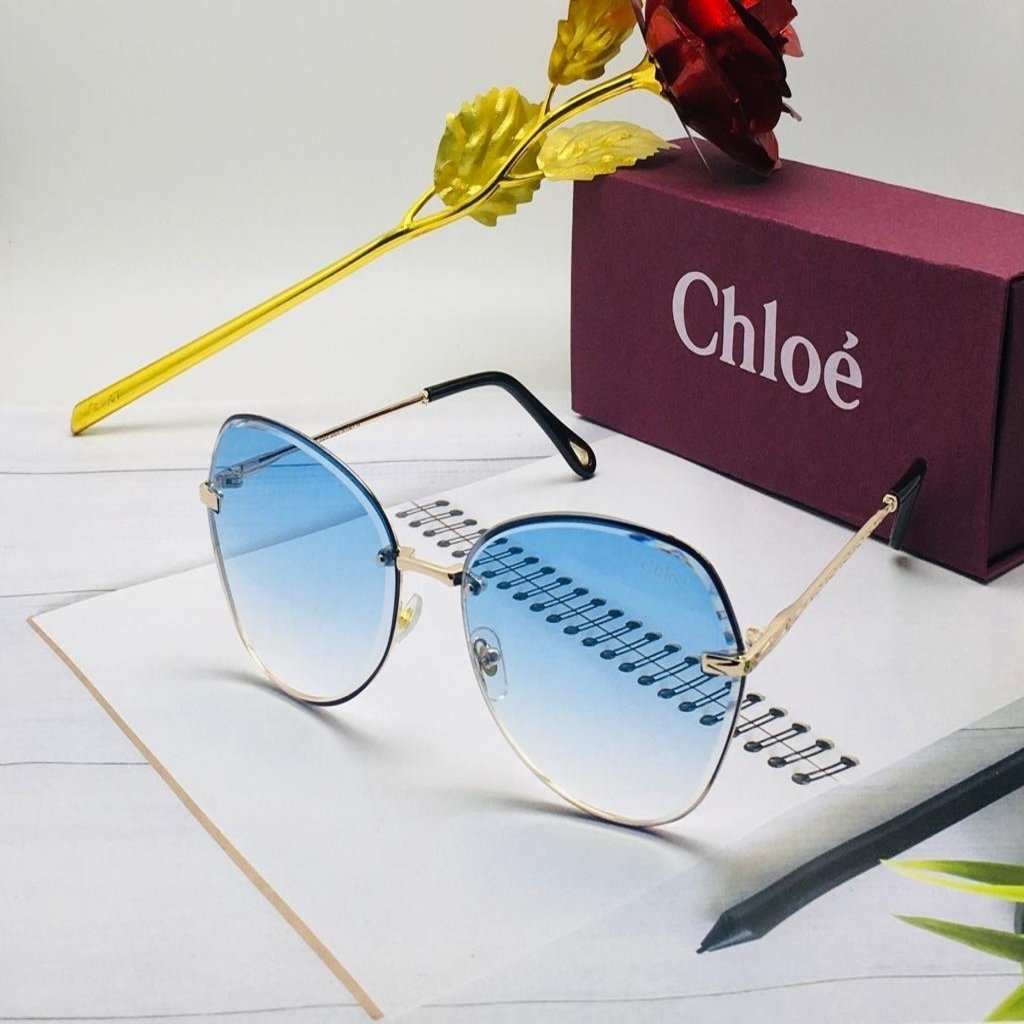 Branded Blue Color Glass Men's Women's Sunglass For Man Woman or Girl COE-167 Gold Stick Gift Sunglass