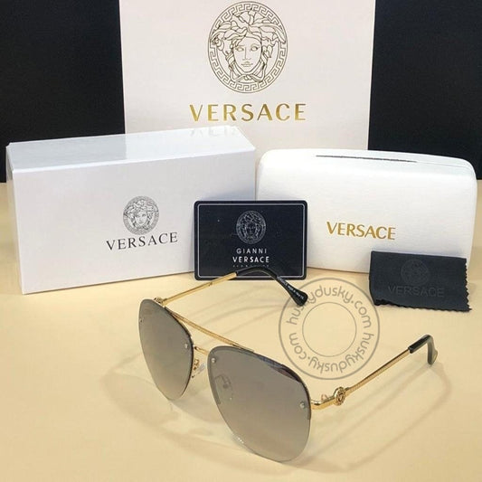 Branded Grey Color Glass Men's Women's Sunglass For Man Woman or Girl VER-125 Gold Stick Sunglass