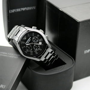 Emporio Armani Chronograph Black Silver Dial Men's Watch For Man AR1400 Date Gift Watch