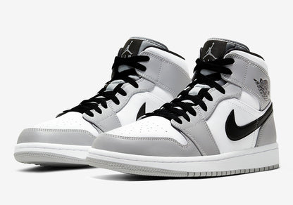 Air Jordan 1 Mid Light Smoke Grey Black White Shoes For Man And Boys 554724-092