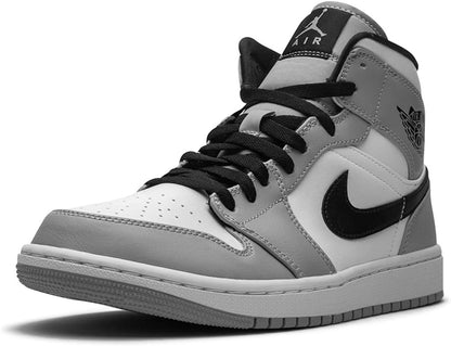 Air Jordan 1 Mid Light Smoke Grey Black White Shoes For Man And Boys 554724-092