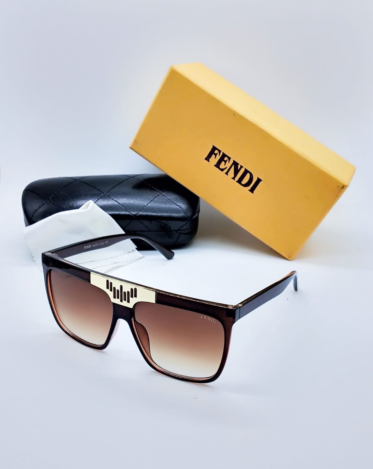 Branded Men's Sunglass For Men's Brown Shade Sunglass With Dark Brown Stick FN-767 For Man