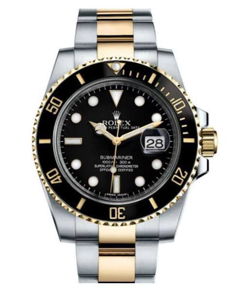 ROLEX Submariner Quartz Silver Gold Dial Metal Mens Watch for Man Dual Tone 116613LN Gift