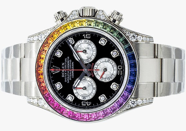 RLX Rainbow Chronograph Daytona Black Dial Stainless Steel Men's Watch - Best Gift RLX-126503