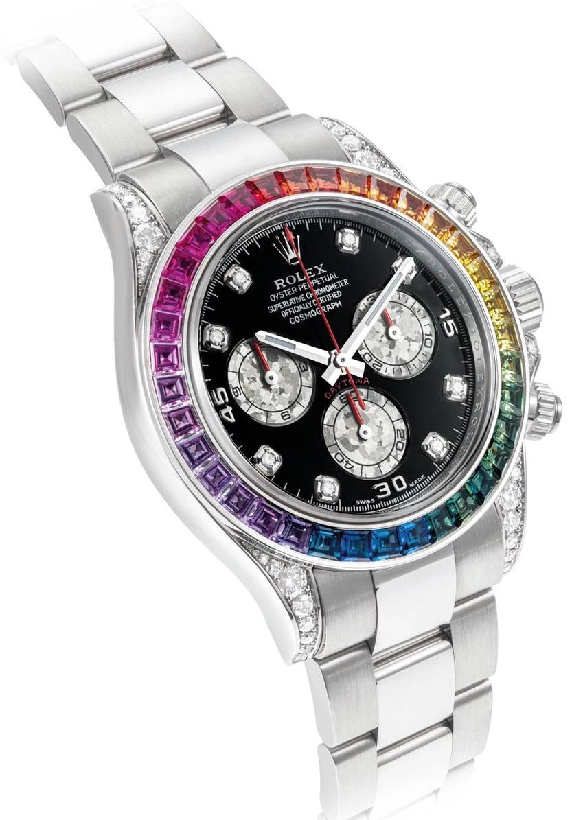 RLX Rainbow Chronograph Daytona Black Dial Stainless Steel Men's Watch - Best Gift RLX-126503