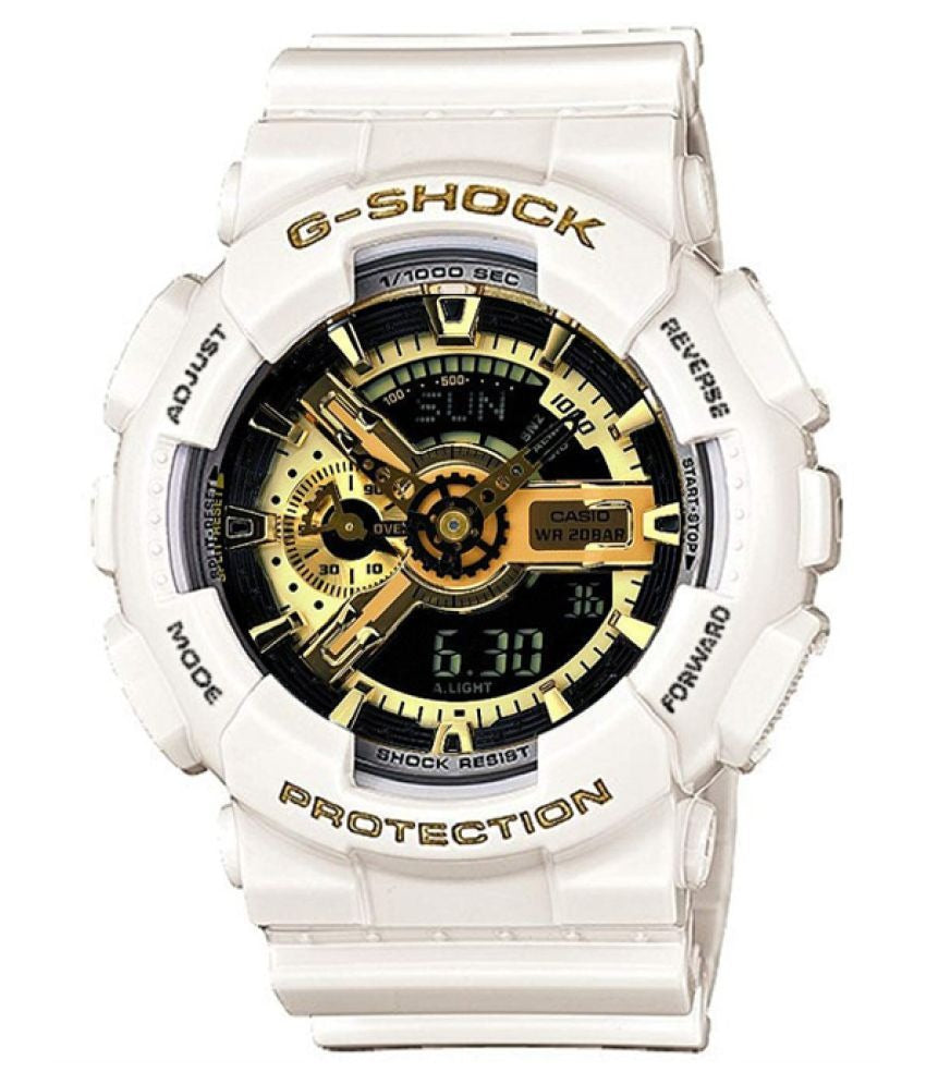 Casio G-Shock Analog-Digital G Shock White Gshock Gold Dial Mens Watch For Man Or Women  GA-110GW Gift