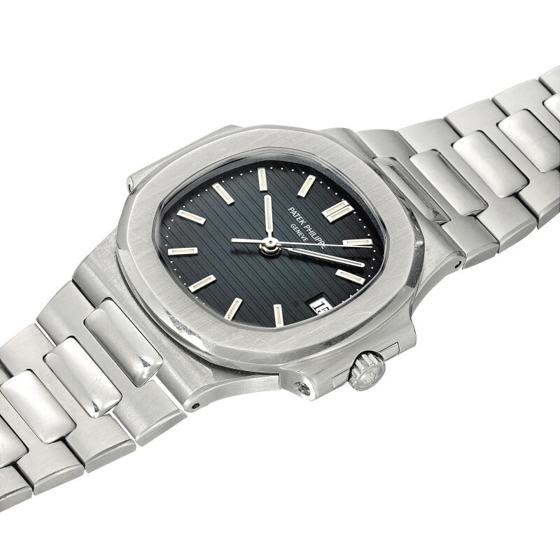 Patek Philippe Nautilus Mad Watch Quartz Movement Black Dial Silver Strap Dated Watch For Men's-Best Men's Collection PK-3800