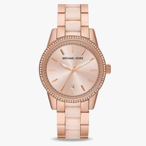 Rose Gold Diamond Case Women's Watch for Girl or Woman Rose Gold Dial MK-6349